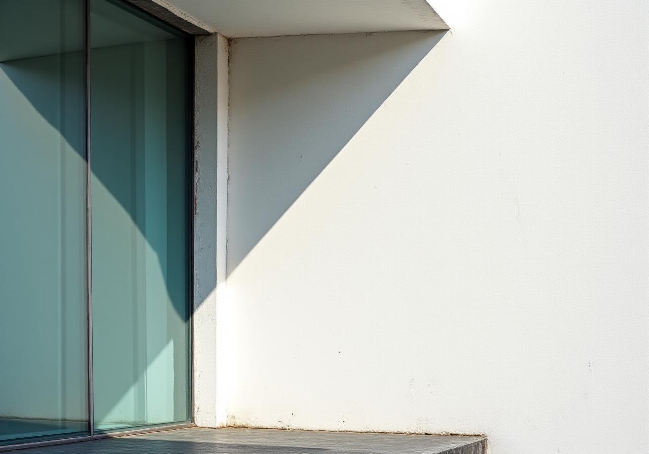Abstract architectural shadows on a white wall